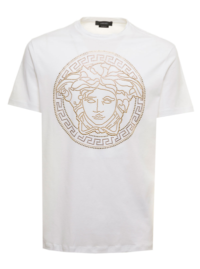 Versace Tshirt In Cotone Con Logo Medusa Uomo In White | ModeSens