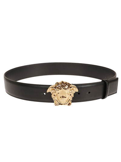 Versace Medusa Head Buckled Belt In Black