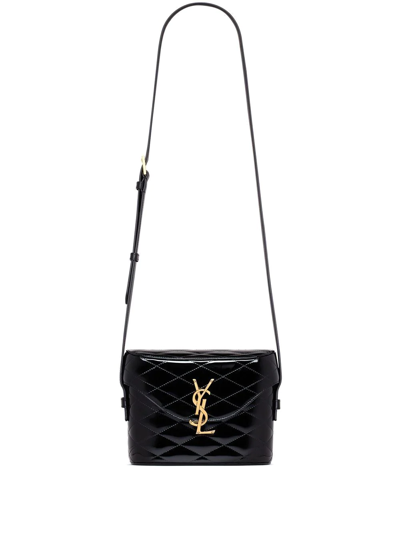 Saint Laurent Quilted Patent-leather Bucket Bag In Black