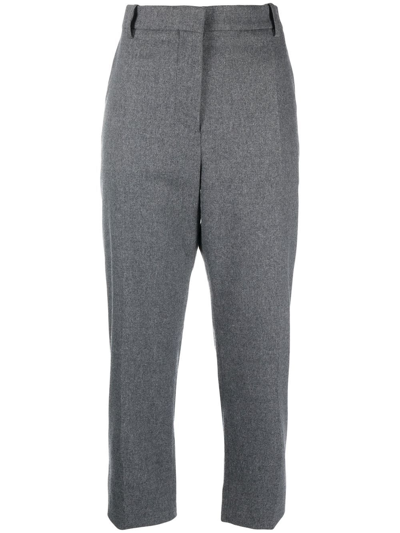 Marni Cropped Pleat Detailed Trousers In Graphite
