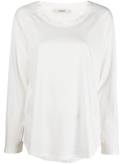 Odeeh Crew Neck Long-sleeved T-shirt In White