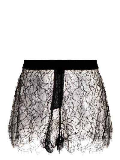 Kiki De Montparnasse Lace Elasticated Shorts In Black