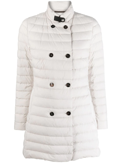 Moorer Double-breasted Puffer Coat In White