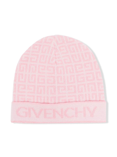 Givenchy Kids' Intarsia-knit Logo Hat In Pink