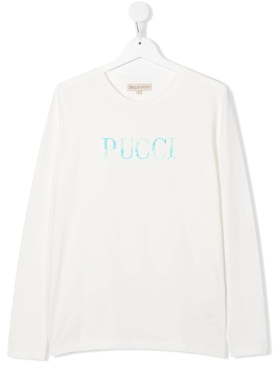 Pucci Junior Kids' Logo-print Sweatshirt Dress In White