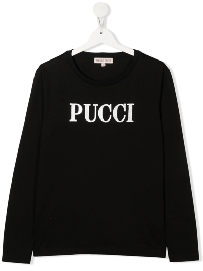 Pucci Junior Kids' Logo-embroidered Roll-neck Jumper In Violett