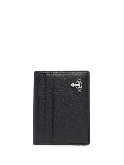 Vivienne Westwood Orb Plaque Grained Cardholder In Black