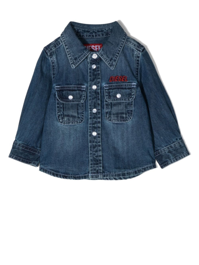 Diesel Babies' Embroidered-logo Denim Jacket In Blue