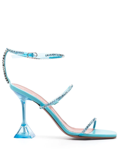 Amina Muaddi Gilda 95mm Crystal-embellished Sandals In Blue