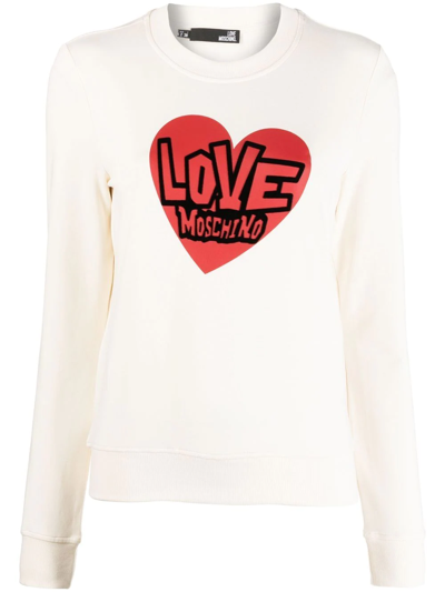 Love Moschino Heart-print Logo Sweatshirt In White