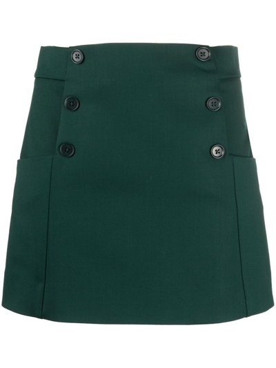 P.a.r.o.s.h Button-detail Wool A-line Skirt In Verde Bottiglia