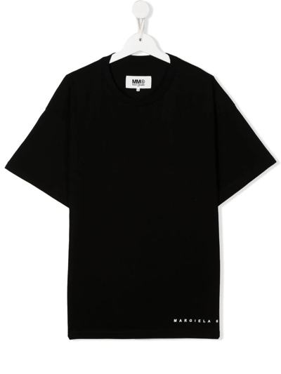 Mm6 Maison Margiela Teen Signature-stitch T-shirt In Black