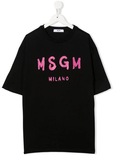 Msgm Teen Logo-print Short-sleeve T-shirt In Black