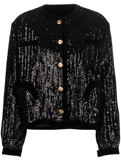 Blazé Milano Sequin-embellished Single-breasted Jacket In Black