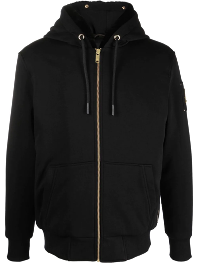 Moose Knuckles Zip-up Hooded Jacket In Black