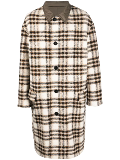 Isabel Marant Check-pattern Single-breasted Coat In Beige