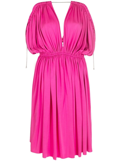 Lanvin V-neck Empire-line Mini Dress In Pink