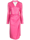 Msgm Pink Faux-leather Midi Dress In Pink
