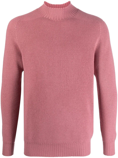 D4.0 Mock-neck Wool Long-sleeve Jumper In Pink