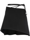 Attico Black High-waisted Asymmetrical Mini Skirt In Black