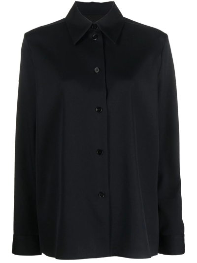 Jil Sander Virgin Wool Crêpe Gabardine Shirt In Black