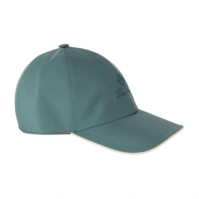 Loro Piana Baseball Cap In Vert Chasse Ivoire