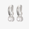 KHIRY STERLING SILVER TINY ISHA PEARL HOOP EARRINGS,11421SLV02017650807