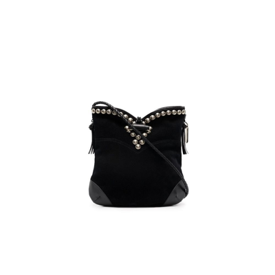 Isabel Marant Tyag Studded Suede Crossbody Bag In Black