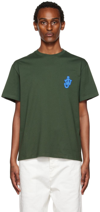 Jw Anderson Crewneck Anchor Patch Cotton Jersey T-shirt In Green