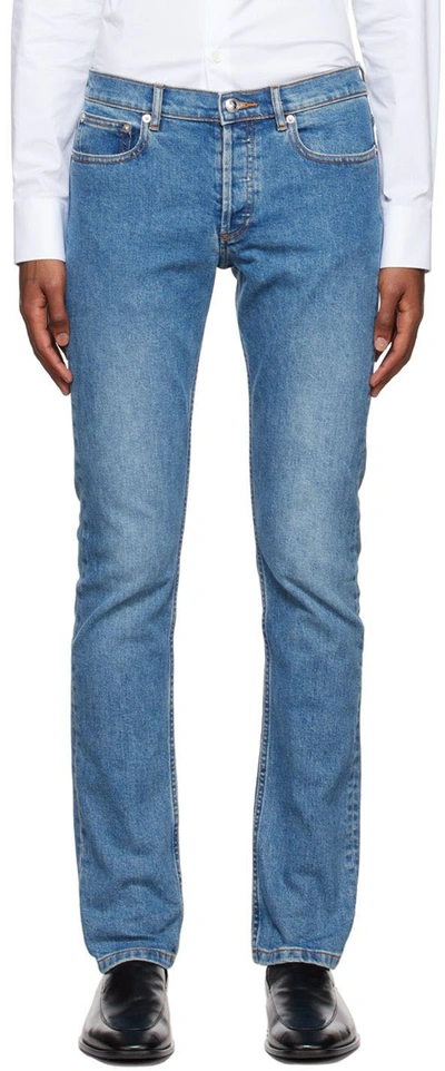 Apc Blue Petit Standard Jeans In Ial Washed Indigo