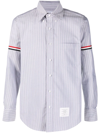Thom Browne Striped Arm Band Cotton Oxford Shirt In Blue