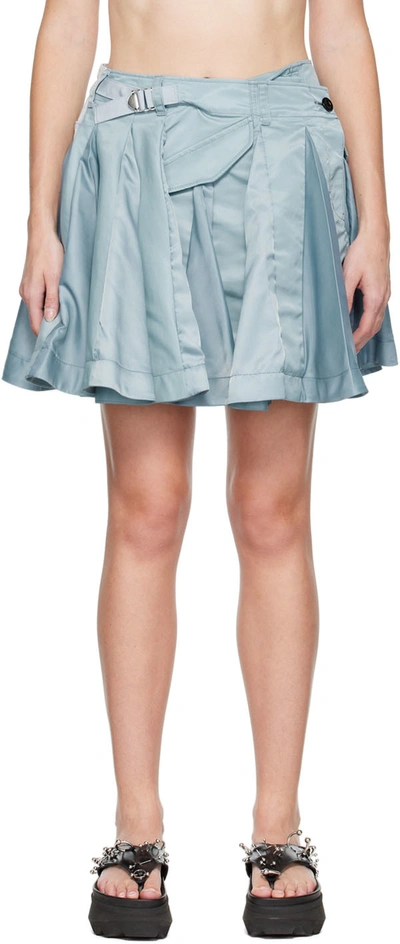 Sacai Blue Pleated Shorts In 475 Frost Blue
