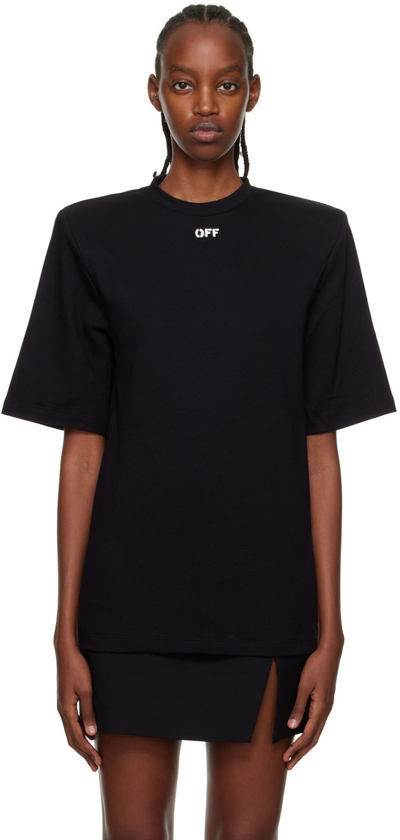 Off-white Off Stamp Rib Scoop Short-sleeve Top In Black Whit
