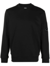 C.p. Company Sweatshirts Crew Neck In Diagonal Raised Fleece In Black