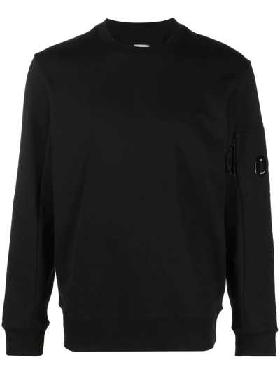 C.p. Company Lens-detail Crew-neck Sweatshirt In Black