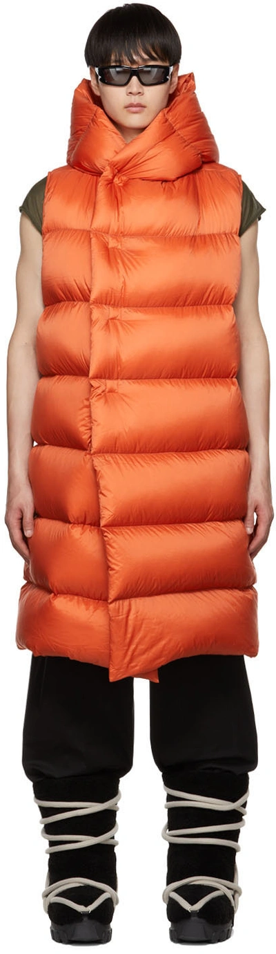 Rick Owens Orange Liner Down Vest In 53 Orange