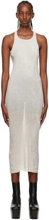 Rick Owens Ribbed Texture Midi Length Sleeveless Dress In 08 Pearl
