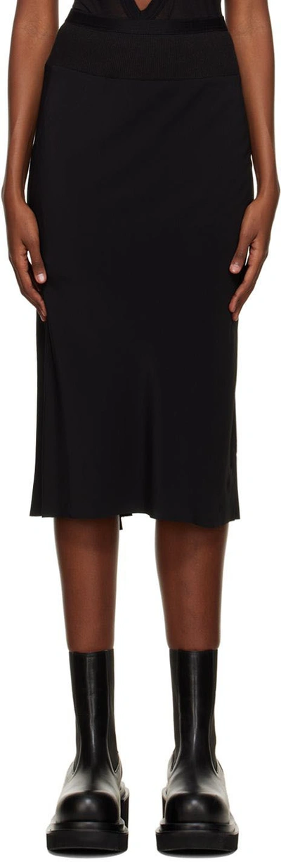 Rick Owens Black Bias Midi Skirt In 09 Black