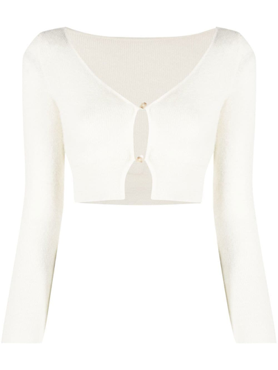 Jacquemus Le Cardigan Alzou Mohair And Wool-blend Cardigan In Off White
