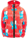 Jw Anderson Elephant Print Shell Hooded Jacket In Red