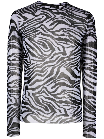 Just Cavalli Zebra Printed Long-sleeved T-shirt In Black