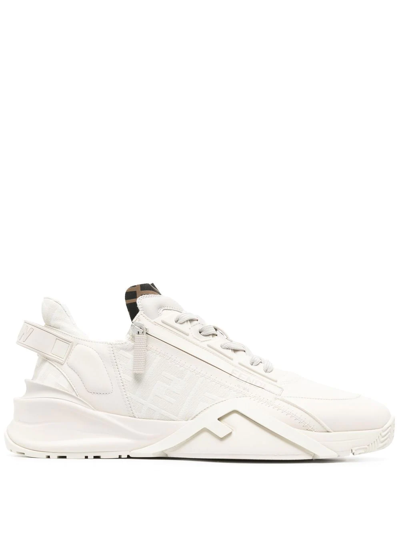 Fendi Flow Leather Low-top Sneakers In Neutrals