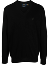 Polo Ralph Lauren Wool Slim Fit Sweater With Logo Embroidery In Black
