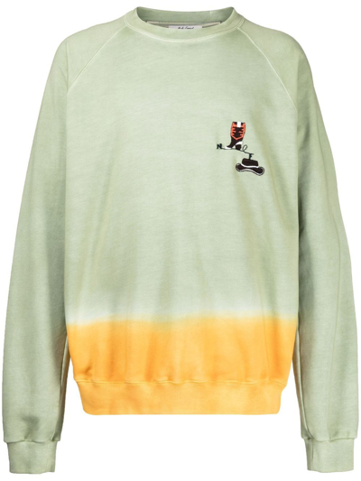 Nick Fouquet Embroidered Two-tone Sweatshirt In Green