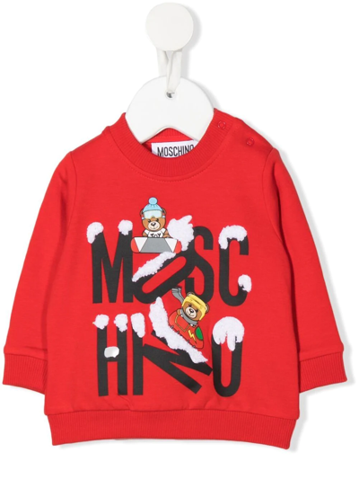 Moschino Babies' Logo-print Sweatshirt In Red