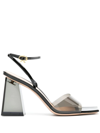 Gianvito Rossi Fume And Black Leather Cosmic Sandals In Fune - Fume Black