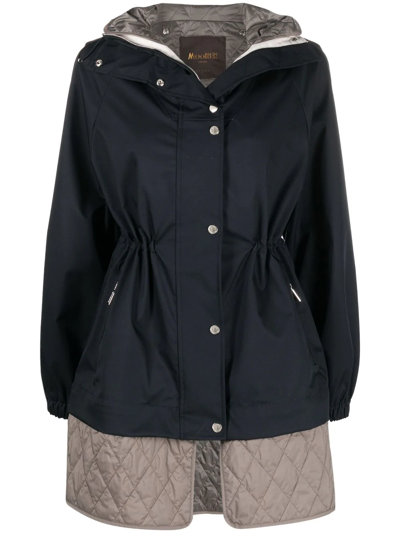 Moorer Layered Quilted Coat In Blue