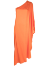 L Agence Selena One-shoulder Satin Maxi Dress In Orange