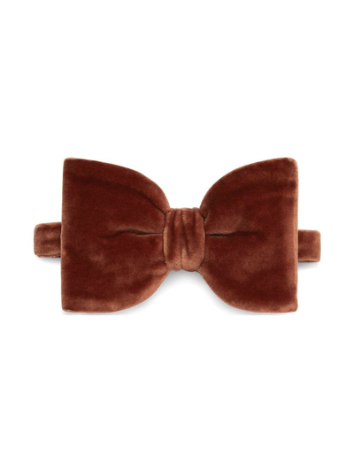 Gucci Kids' Velvet Bow Tie In Brown