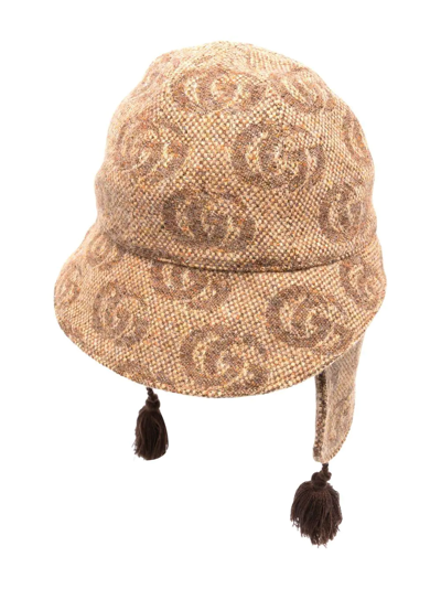 Gucci Kids' Gg-monogram Cap In Brown